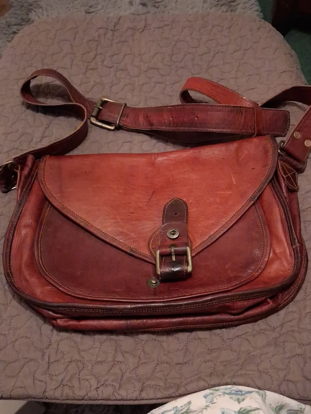 Saddle Bag Leather Crossbody Bag in Brown